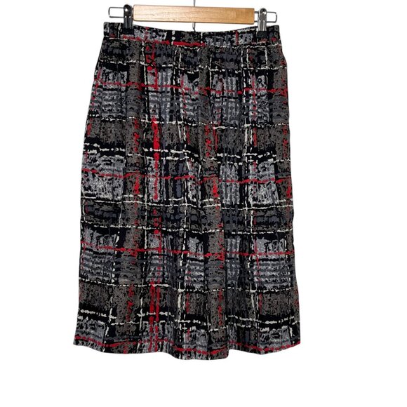 Vintage Artsy Midi Skirt Indie Prep Teacher Academic Plaid Cyber Goth Size XS - Picture 1 of 6